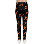 Youth Unisex Sport Compression Leggings- "Trust" Black Orange 'X' Pattern | Nextlevel NIL