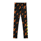 Youth Unisex Sport Compression Leggings- "Trust" Black Orange 'X' Pattern | Nextlevel NIL