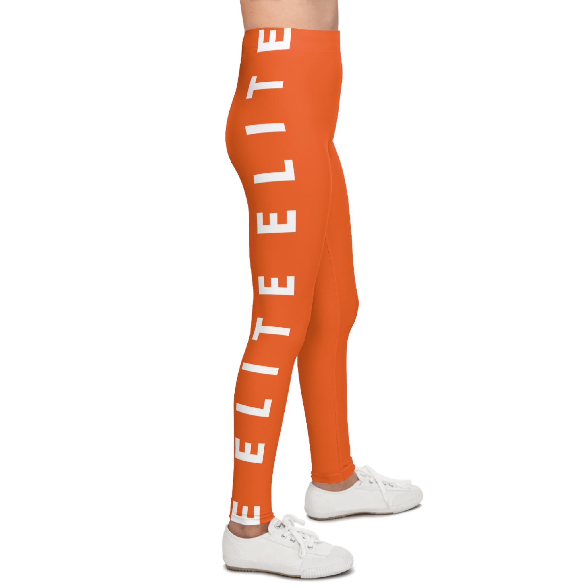 Youth Orange 'Elite' Side-Stripe Leggings