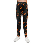 Youth Unisex Sport Compression Leggings- "Trust" Black Orange 'X' Pattern | Nextlevel NIL
