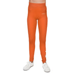 Youth Orange 'Elite' Side-Stripe Leggings
