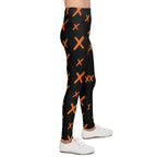 Youth Unisex Sport Compression Leggings- "Trust" Black Orange 'X' Pattern | Nextlevel NIL