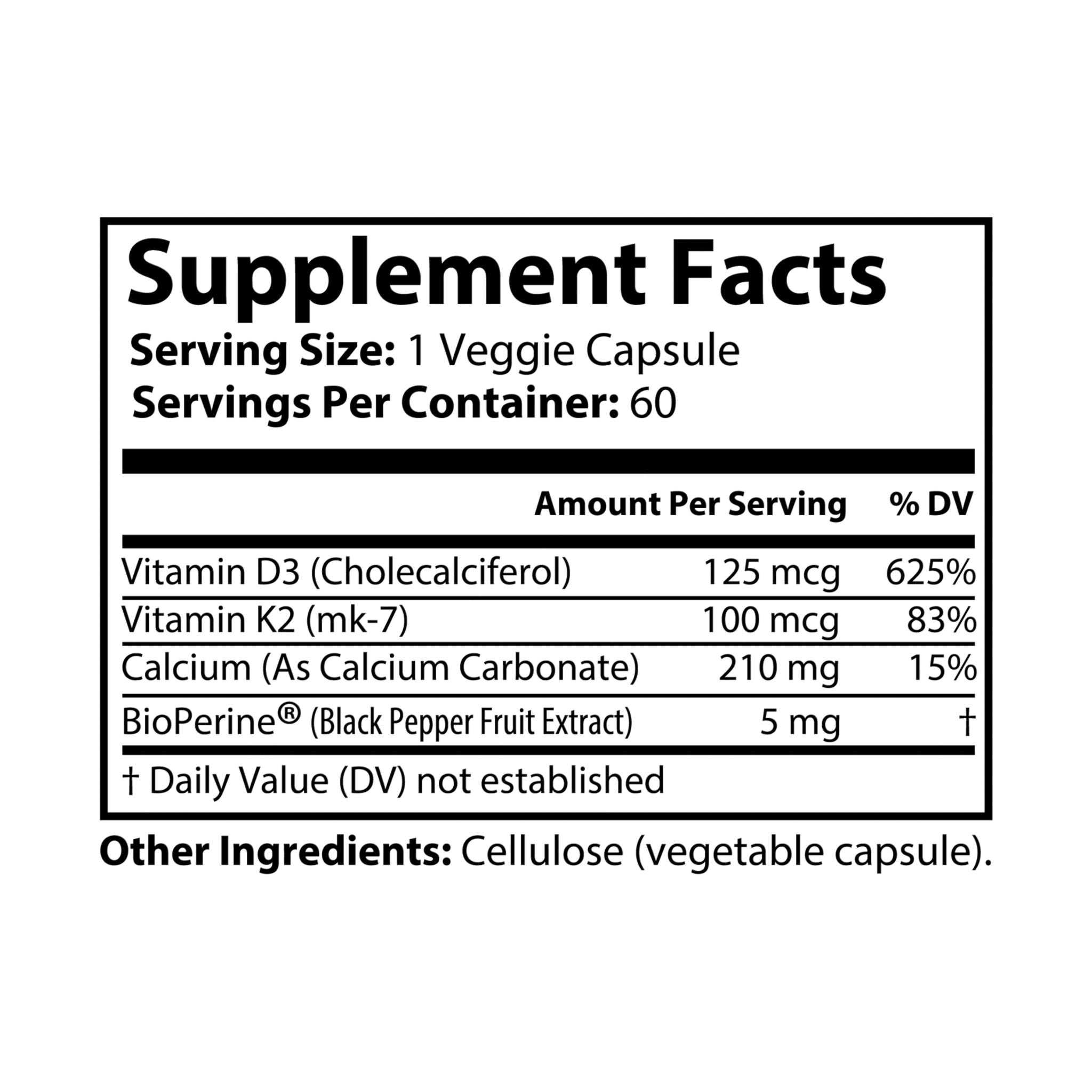 VitaSync: Vitamin K2 + D3 Supplement (60 Capsules)
