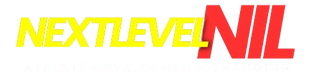 NextLevel NIL logo with yellow and red text on a white background